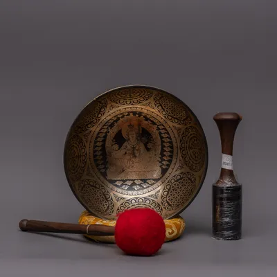 FINE EATCHING SINGING BOWL | Boudha Stupa Thanka