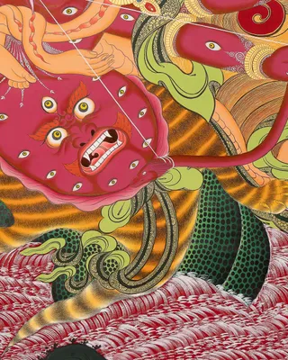 Rahula Protector Deity Thangka – Tibetan Buddhist Wrathful Guardian ...