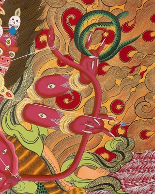 Rahula Protector Deity Thangka – Tibetan Buddhist Wrathful Guardian ...