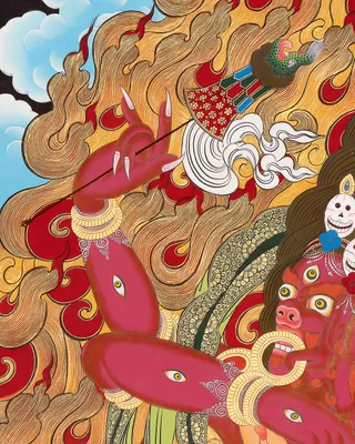 Rahula Protector Deity Thangka – Tibetan Buddhist Wrathful Guardian ...